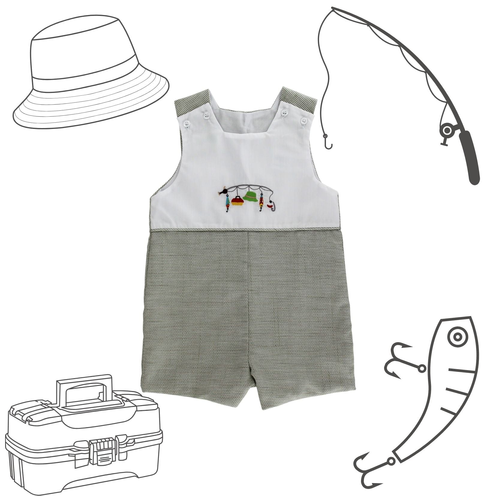 Bailey Boys Fishing Lures Short John John - Little Miss Muffin Children & Home