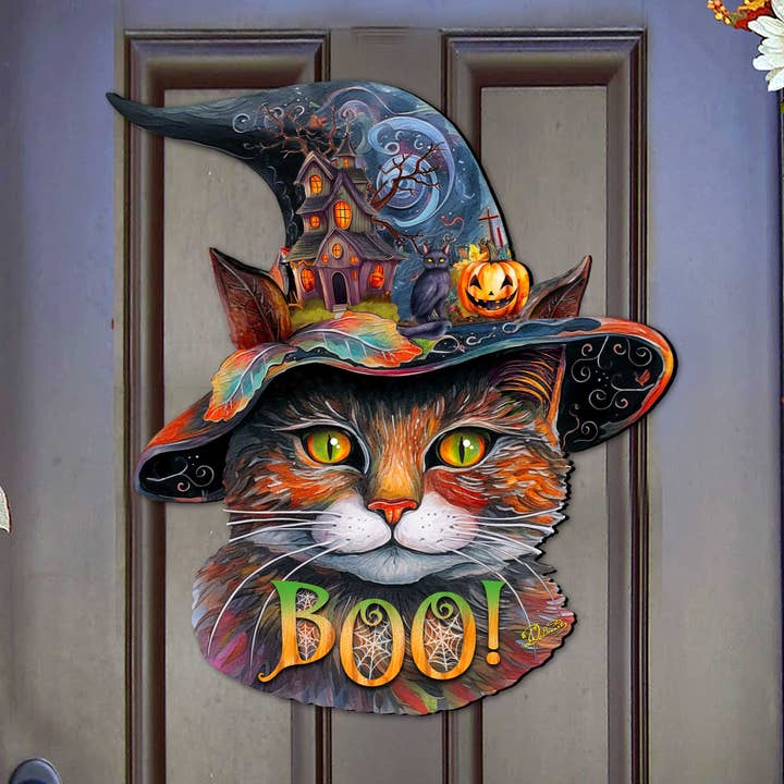 Halloween Cat in the Hat Door Hanger | Little Miss Muffin Children