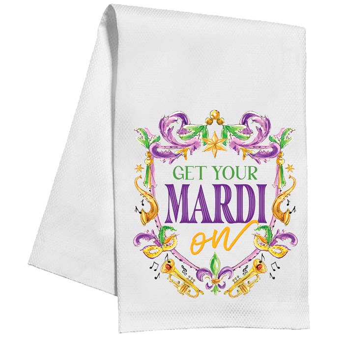 get your mardi on kitchen towel