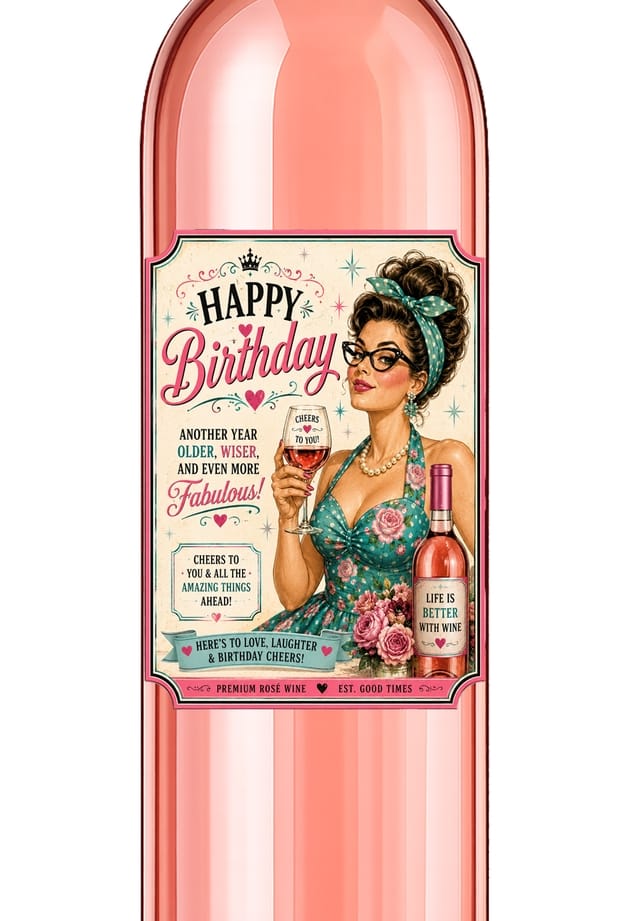 Sassy Vine Happy Birthday Wine Label