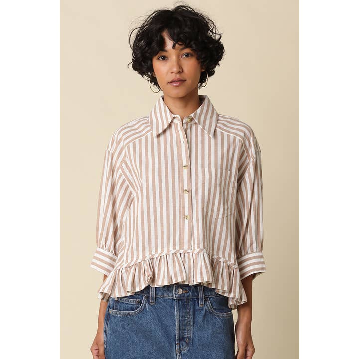 Harper Striped Ruffle Hem Blouse
