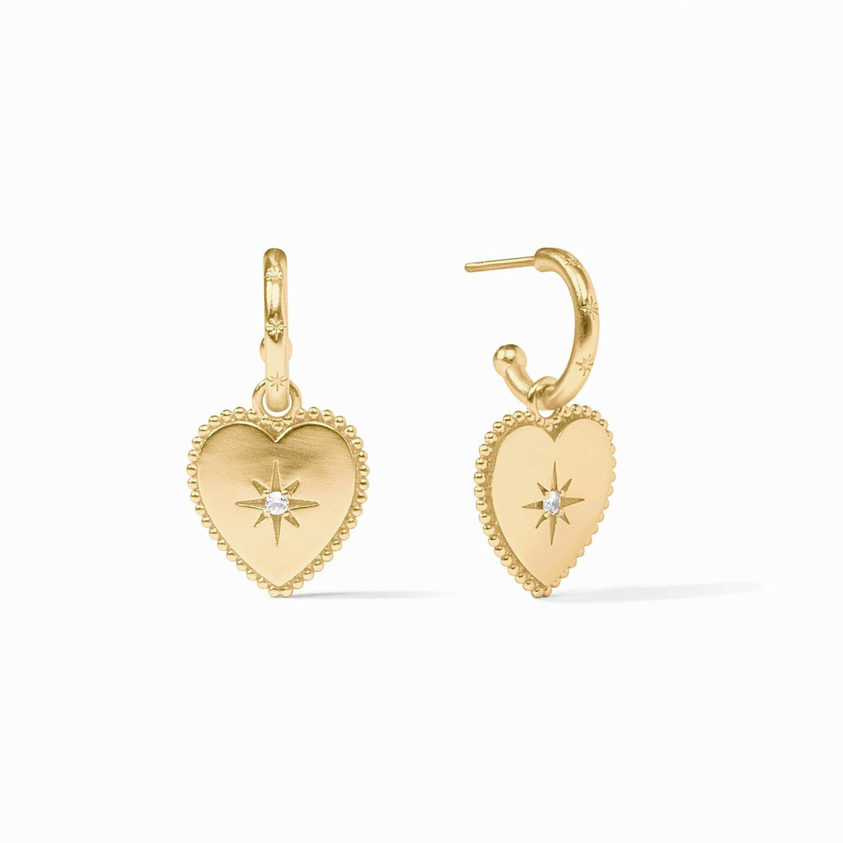 Heart Hoop & Cubic Zirconia Charm Earring