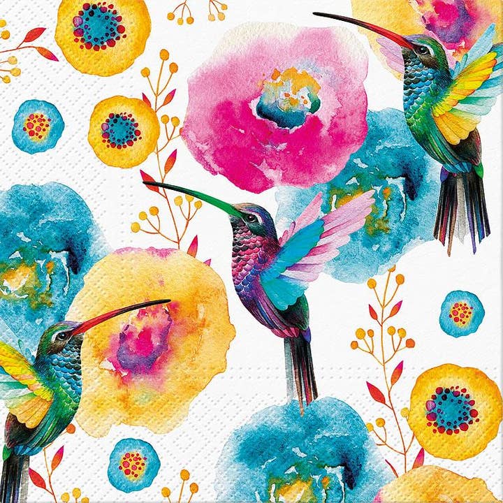 Hummingbird Floral Large Napkins, 20 Pack