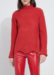 red scalloped edge sweater