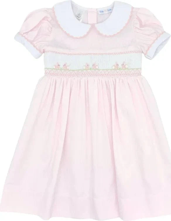 Lulu Bebe Lulu Bebe Bunny Smocked Waist Rose Dress - Little Miss Muffin Children & Home
