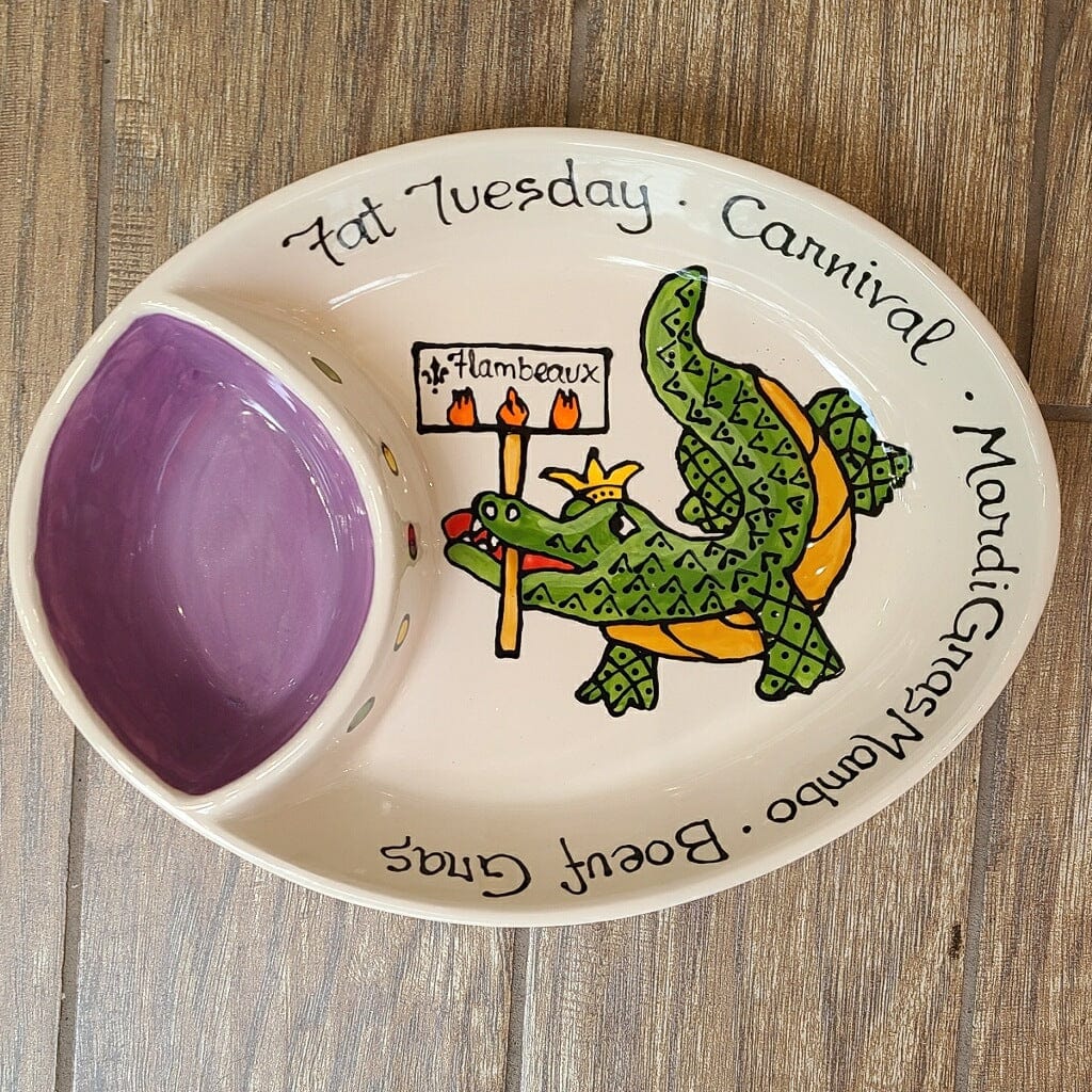 Jan Salzer Art Jan Salzer Mardi Gras Alligator Oval Chip & Dip - Little Miss Muffin Children & Home