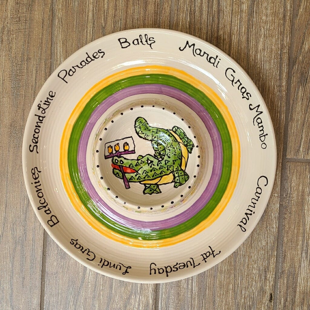 Jan Salzer Art Jan Salzer Mardi Gras Alligator Round Chip & Dip - Little Miss Muffin Children & Home