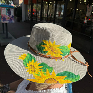 Little Miss Muffin Exclusive Michelle's Art Box Hand-Painted Sunflower Floppy Hat - Little Miss Muffin Children & Home