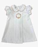 Lulu Bebe Lulu Bebe White Embroidered Pumpkin Wreath Pintuck Dress - Little Miss Muffin Children & Home