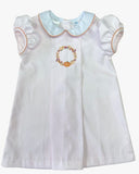 Lulu Bebe Lulu Bebe Pink/White Embroidered Pumpkin Wreath Pleat Dress - Little Miss Muffin Children & Home