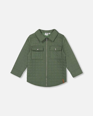 Deux Par Deux Deux Par Deux Unisex Quilted Canvas Overshirt in Dark Forest - Little Miss Muffin Children & Home