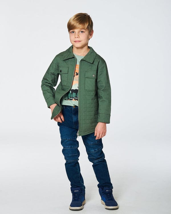 Deux Par Deux Deux Par Deux Unisex Quilted Canvas Overshirt in Dark Forest - Little Miss Muffin Children & Home