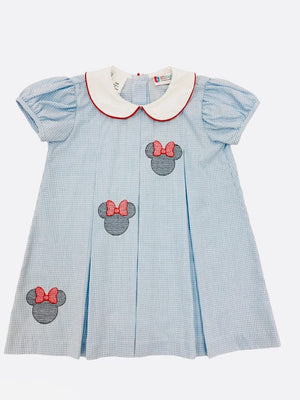 Lulu Bebe Minnie Embroidered Gingham Dana Dress