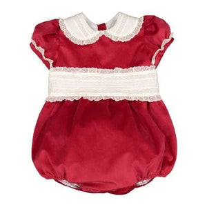 Lulu Bebe Lulu Bebe Sky Red Velvet Girl Bubble with Lace - Little Miss Muffin Children & Home