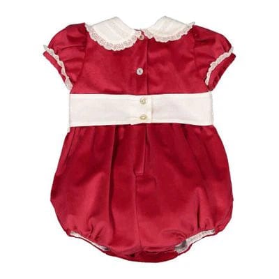 Lulu Bebe Lulu Bebe Sky Red Velvet Girl Bubble with Lace - Little Miss Muffin Children & Home