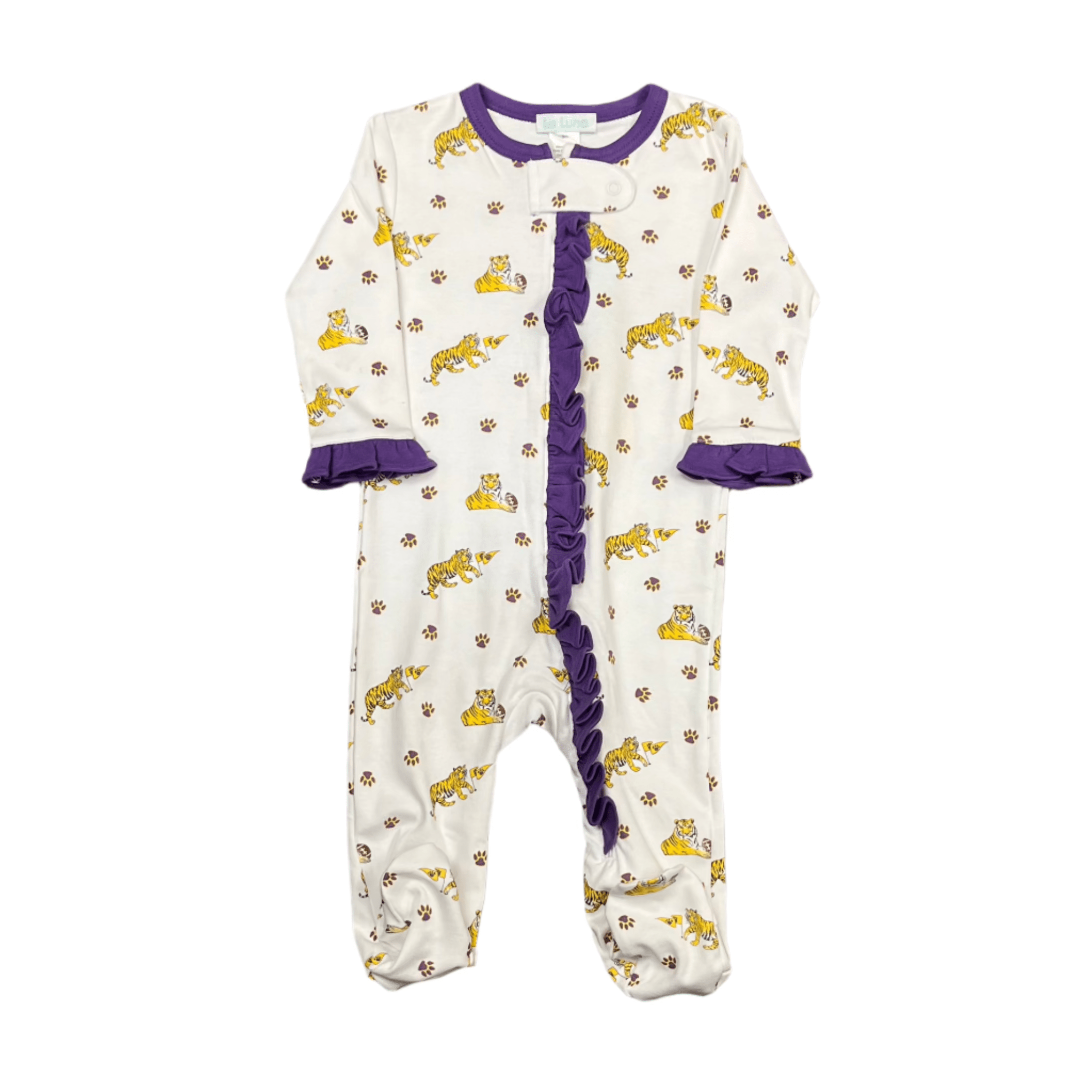 Lulu Bebe Lulu Bebe Tigers Pima Girl Footies - Little Miss Muffin Children & Home