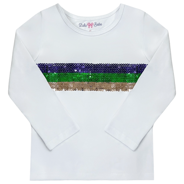 Lulu Bebe Lulu Bebe Mardi Gras Sequin Stripe Long Sleeve Tee - Little Miss Muffin Children & Home
