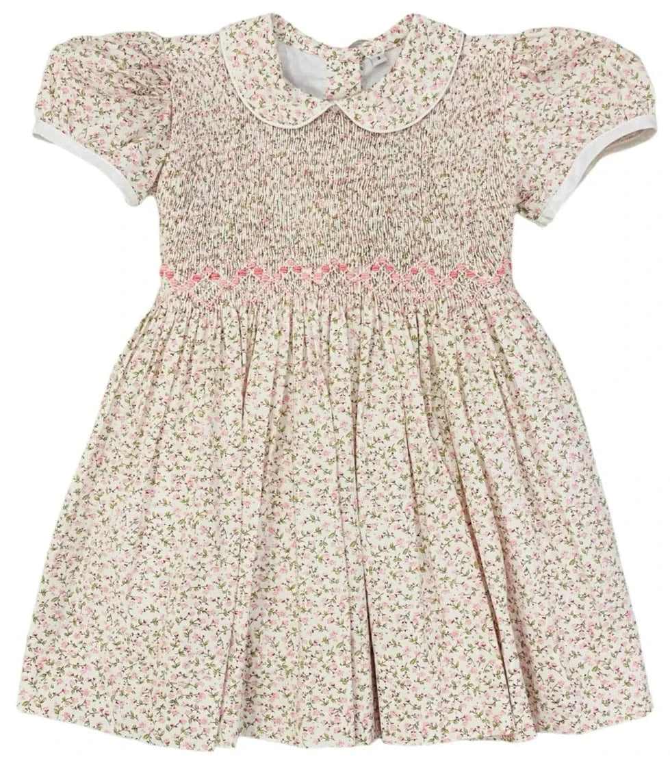 Lulu Bebe Lulu Bebe Floral Smocked Bodice Nicole Dress in Pink - Little Miss Muffin Children & Home