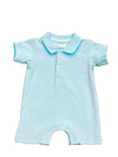 Lulu Bebe Jacob Short Sleeve Polo Romper in Aqua - Little Miss Muffin Children & Home