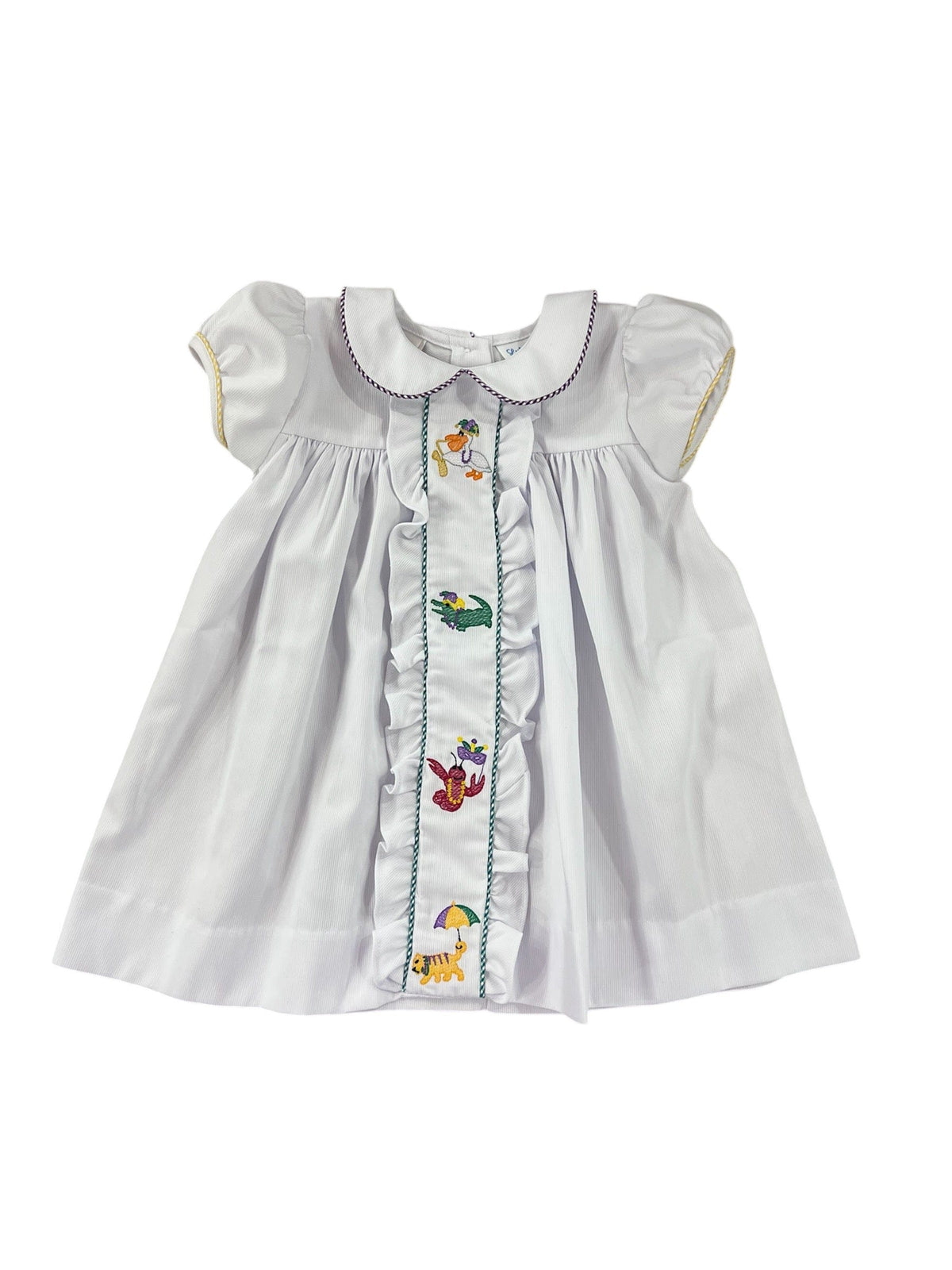 Lulu Bebe Lulu Bebe Mardi Gras Animal Embroidered Molly Dress - Little Miss Muffin Children & Home