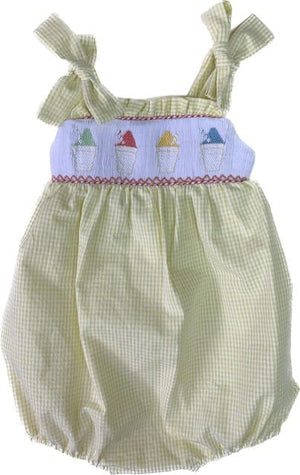 Lulu Bebe Lulu Bebe Julie Smocked Snowball Bubble with Ruffle - Little Miss Muffin Children & Home