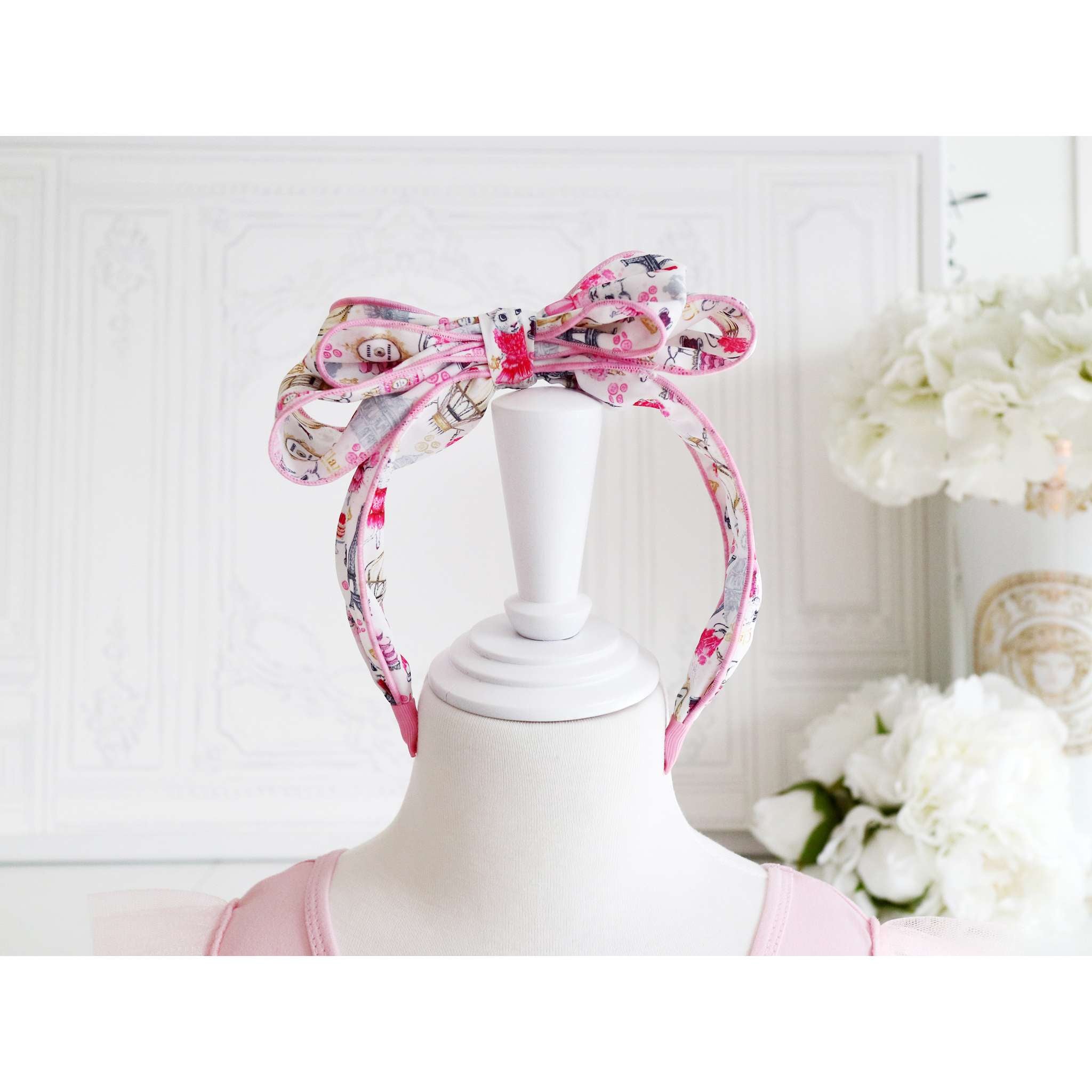 Pink Poppy Claris Fashion Print Headband with Bow - Little Miss Muffin Children & Home
