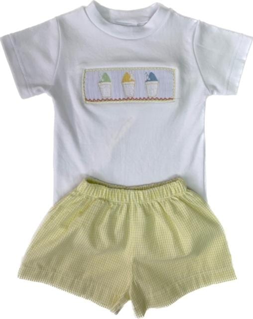 Lulu Bebe Lulu Bebe Tom Smocked Snowball Short Set - Little Miss Muffin Children & Home