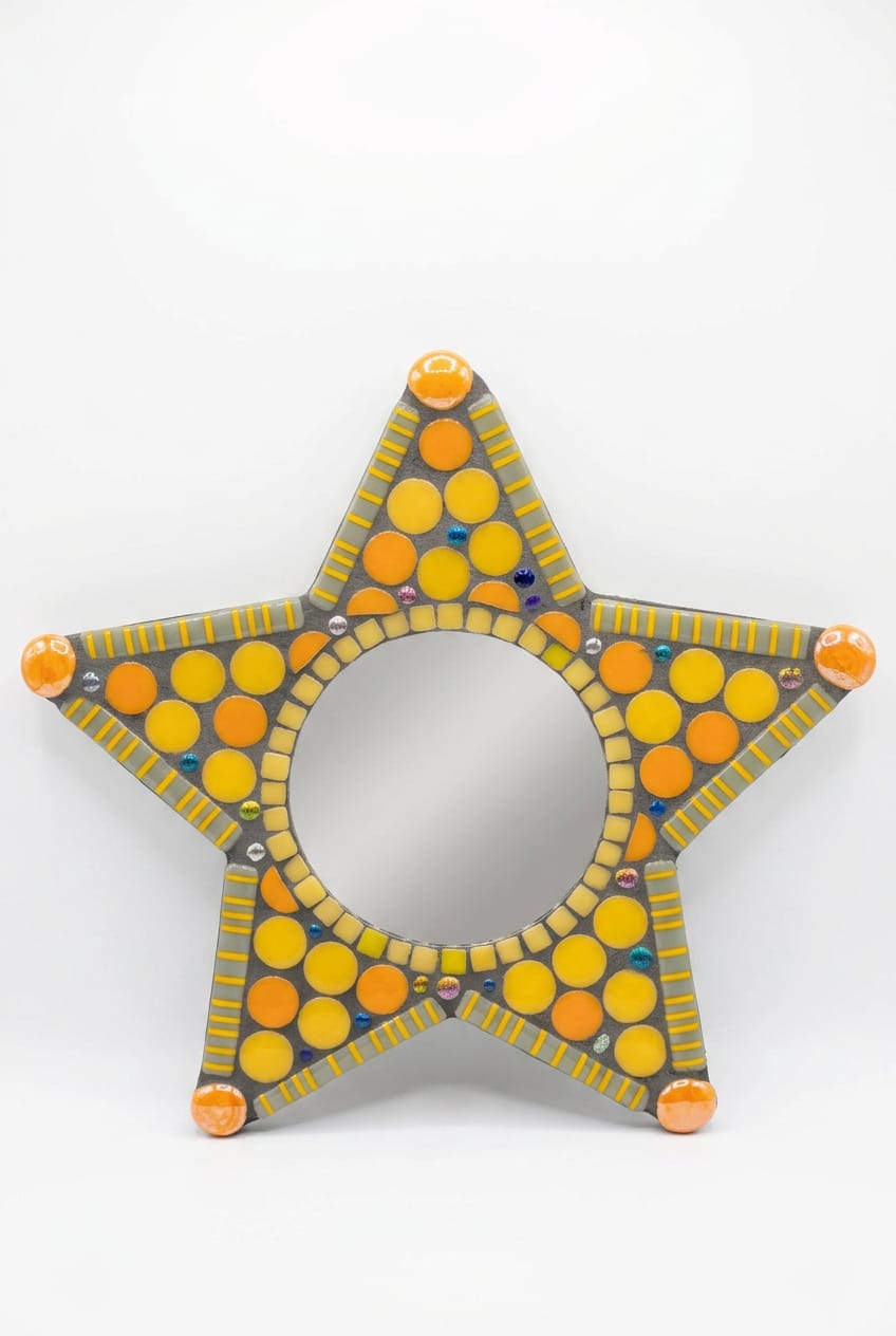 Ginger Kelly Glass Hand Blown Glass Mosaic Orange Star Tile with Mirror - Little Miss Muffin Children & Home