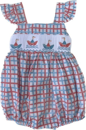 Lulu Bebe Lulu Bebe Gigi Paper Boat Smocked Angel Sleeve Bubble - Little Miss Muffin Children & Home