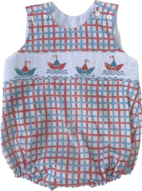 Lulu Bebe Lulu Bebe Cam Paper Boat Smocked Sleeveless Bubble - Little Miss Muffin Children & Home