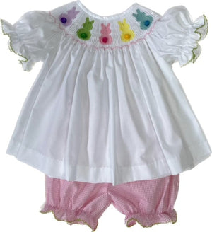 Lulu Bebe Lulu Bebe Bunny Tails Smocked Emma Bishop Top & Bloomer Set - Little Miss Muffin Children & Home