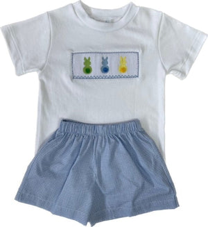 Lulu Bebe Lulu Bebe Bunny Tails Smocked Tom Short Set - Little Miss Muffin Children & Home