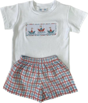 Lulu Bebe Lulu Bebe Tom Smocked Paper Boat Short Set - Little Miss Muffin Children & Home