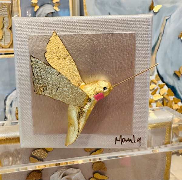 Dana Manly Art Hummingbird Gold 4x4 - Little Miss Muffin Children & Home