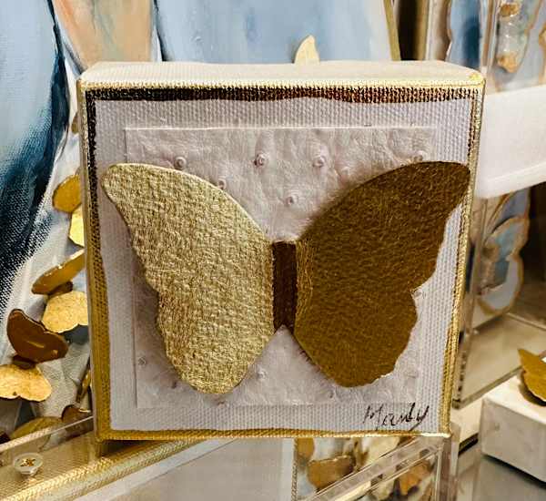 Dana Manly Art Gold Butterfly on Canvas 4”x4” - Little Miss Muffin Children & Home
