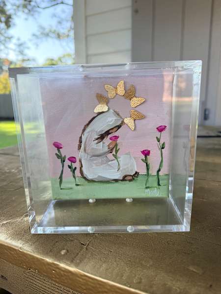 Mary and the Flowers 6”x6” Shadowbox