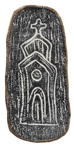 Creative Co-op Creative Co-op Decorative Embossed Cast Iron Dish with Church, 3 Colors available - Little Miss Muffin Children & Home