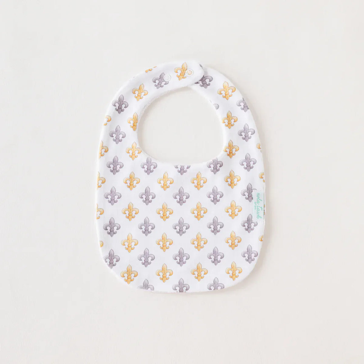 Black and Gold Fleur de Lis Organic Muslin Bib