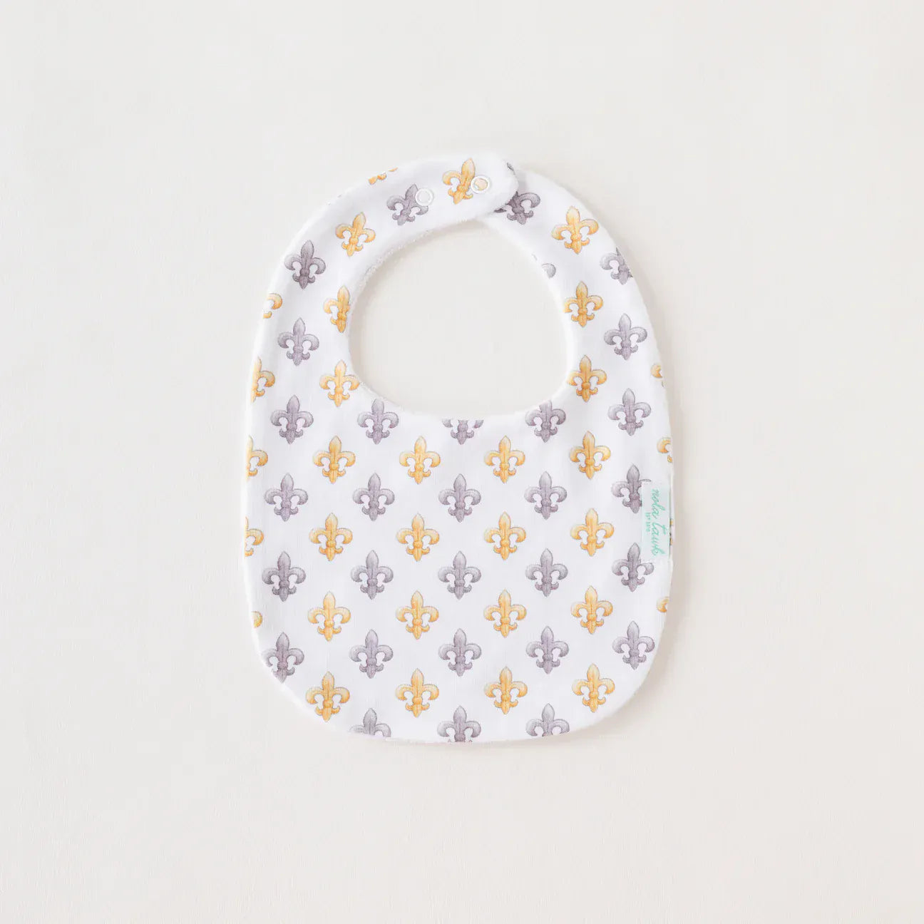 Black and Gold Fleur de Lis Organic Muslin Bib