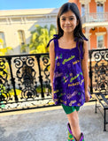 Mardi Gras Creations Youth Mardi Gras Explosion Viscose Dress - Purple