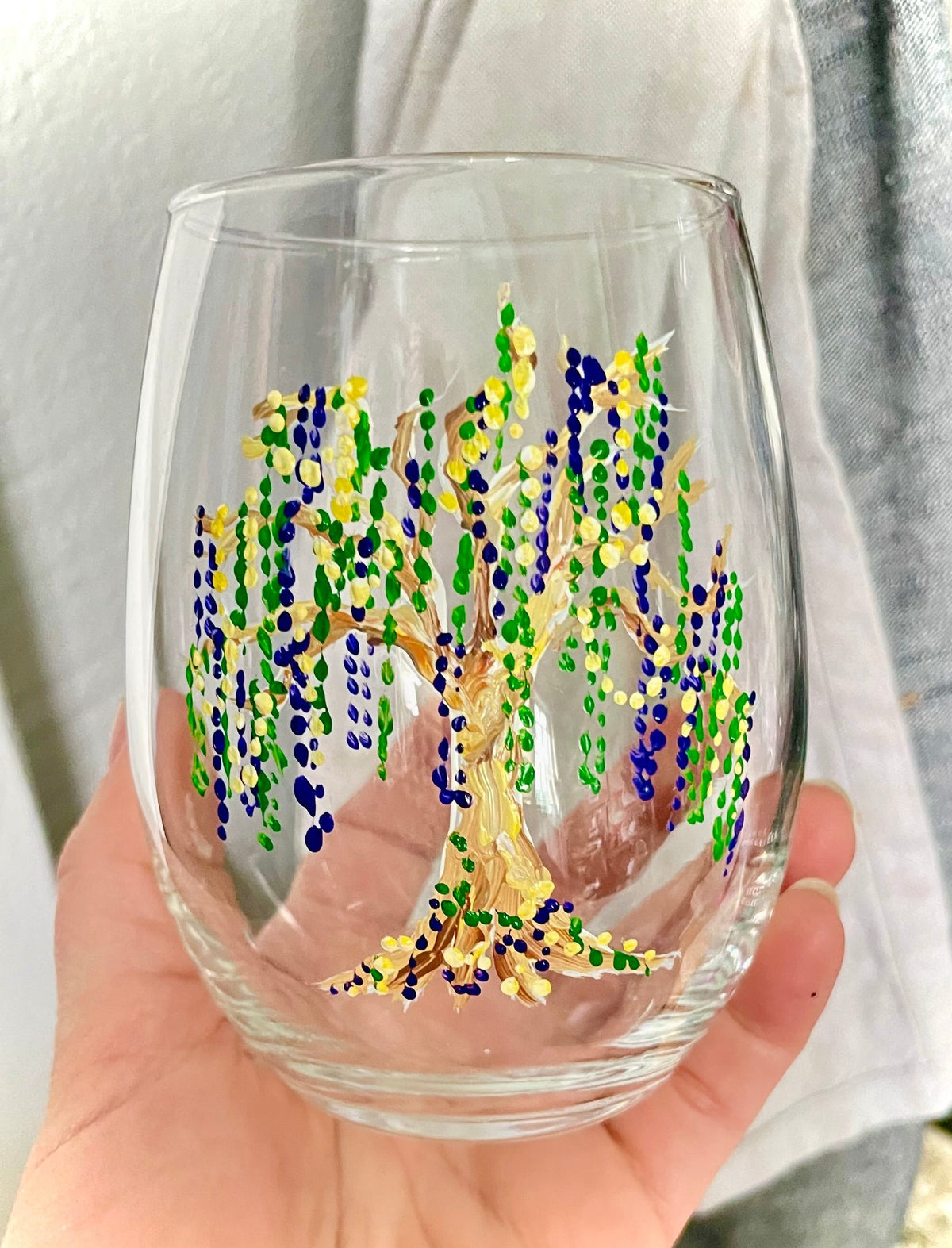 Michelle's Art Box Michelle's Art Box Mardi Gras Tree Wine Glass - Little Miss Muffin Children & Home