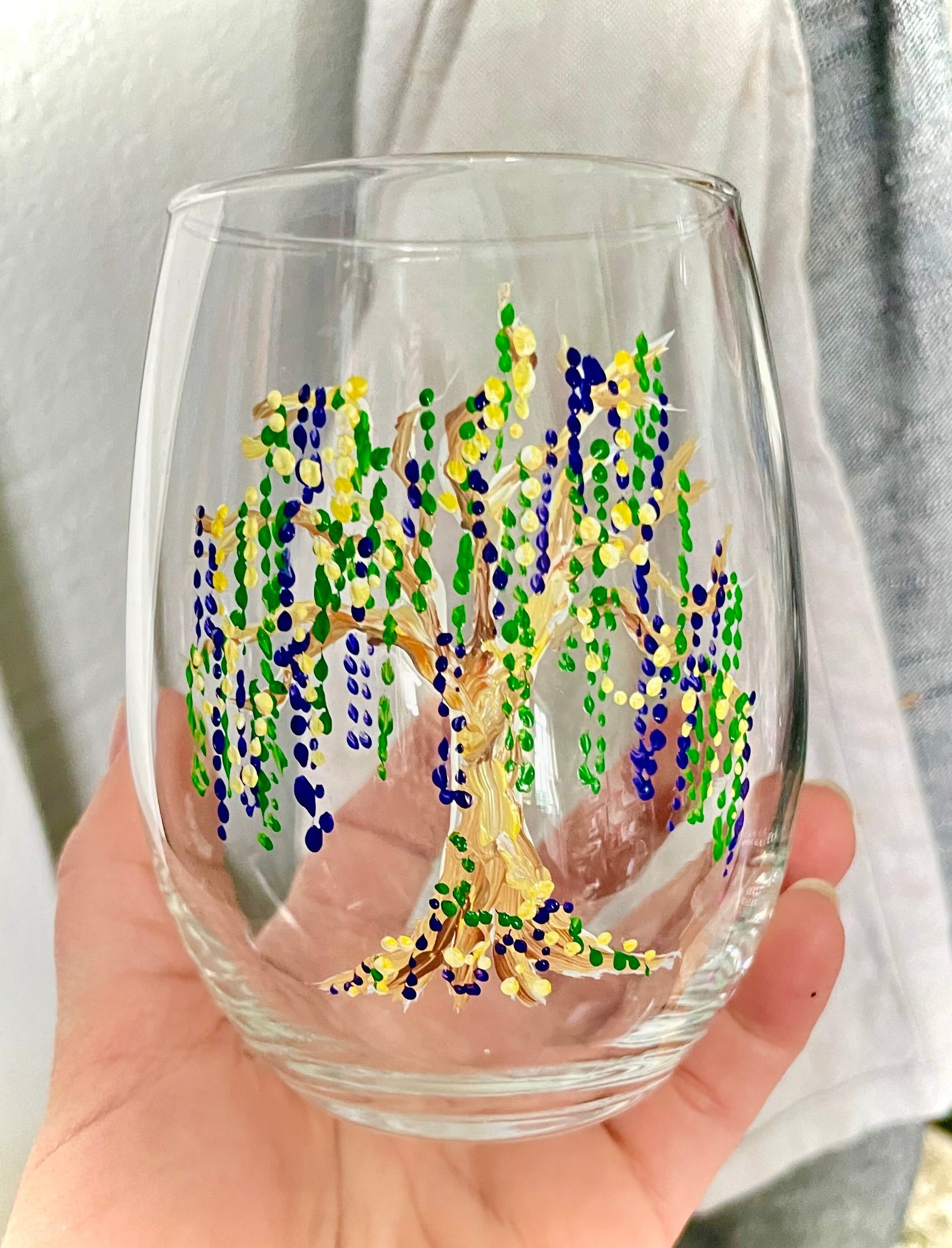 Michelle's Art Box Michelle's Art Box Mardi Gras Tree Wine Glass - Little Miss Muffin Children & Home