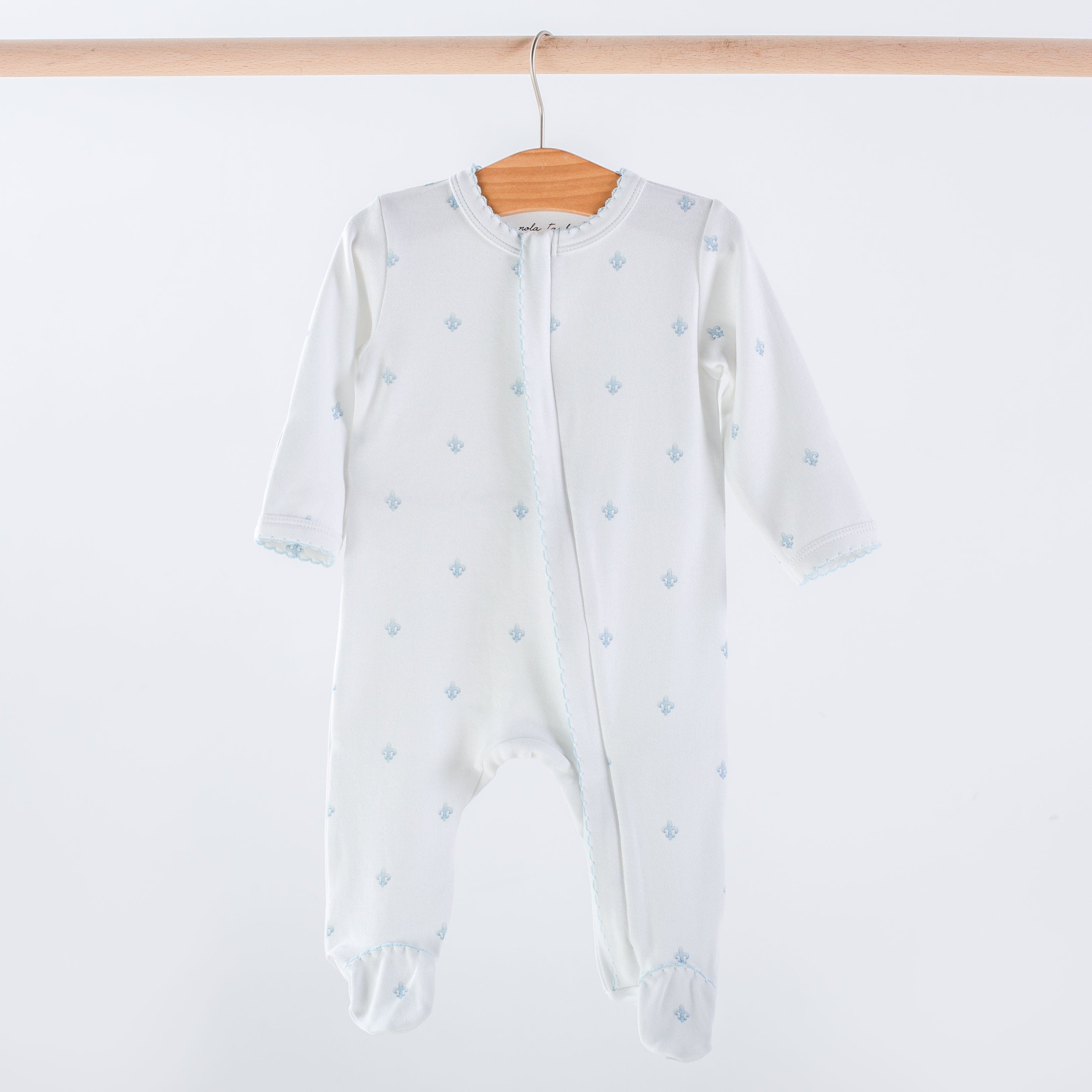 Nola Tawk Nola Tawk Blue Fleur De Lis Organic Cotton Zip-Up Pajamas - Little Miss Muffin Children & Home