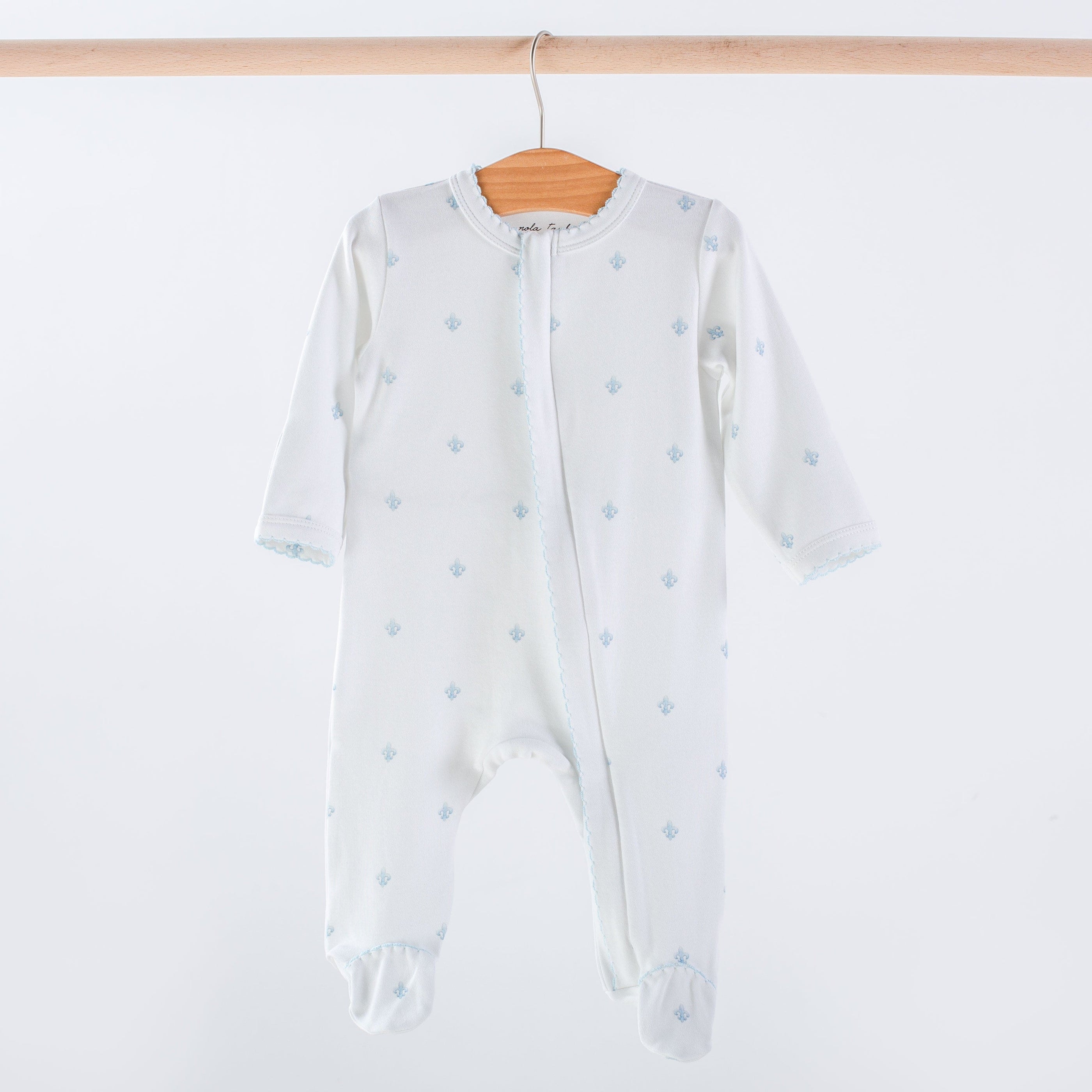Nola Tawk Nola Tawk Blue Fleur De Lis Organic Cotton Zip-Up Pajamas - Little Miss Muffin Children & Home