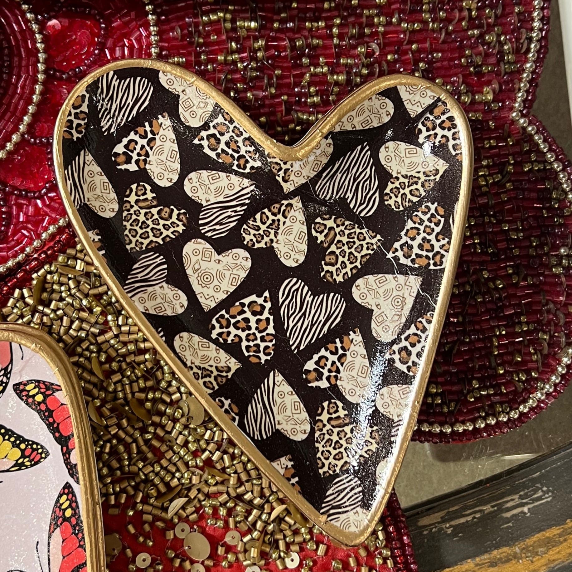 Ten Twenty Six Designs Ten Twenty Six Designs Decoupage Ceramic Heart Dish, Leopard Hearts - Little Miss Muffin Children & Home