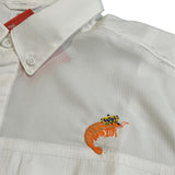 WHEREable Art Mardi Gras Shrimp with Crown Fishing Shirt