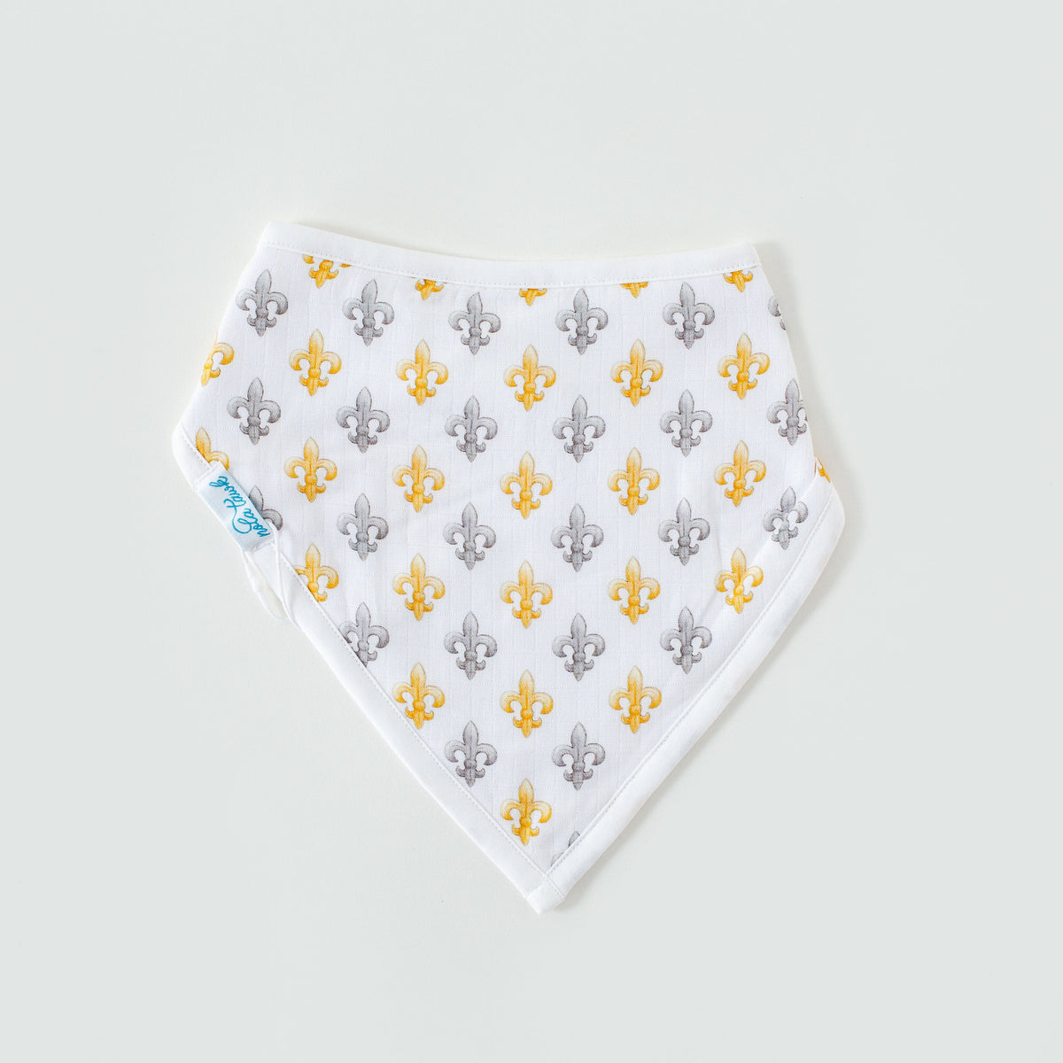 Black and Gold Fleur de Lis Organic Muslin Bib