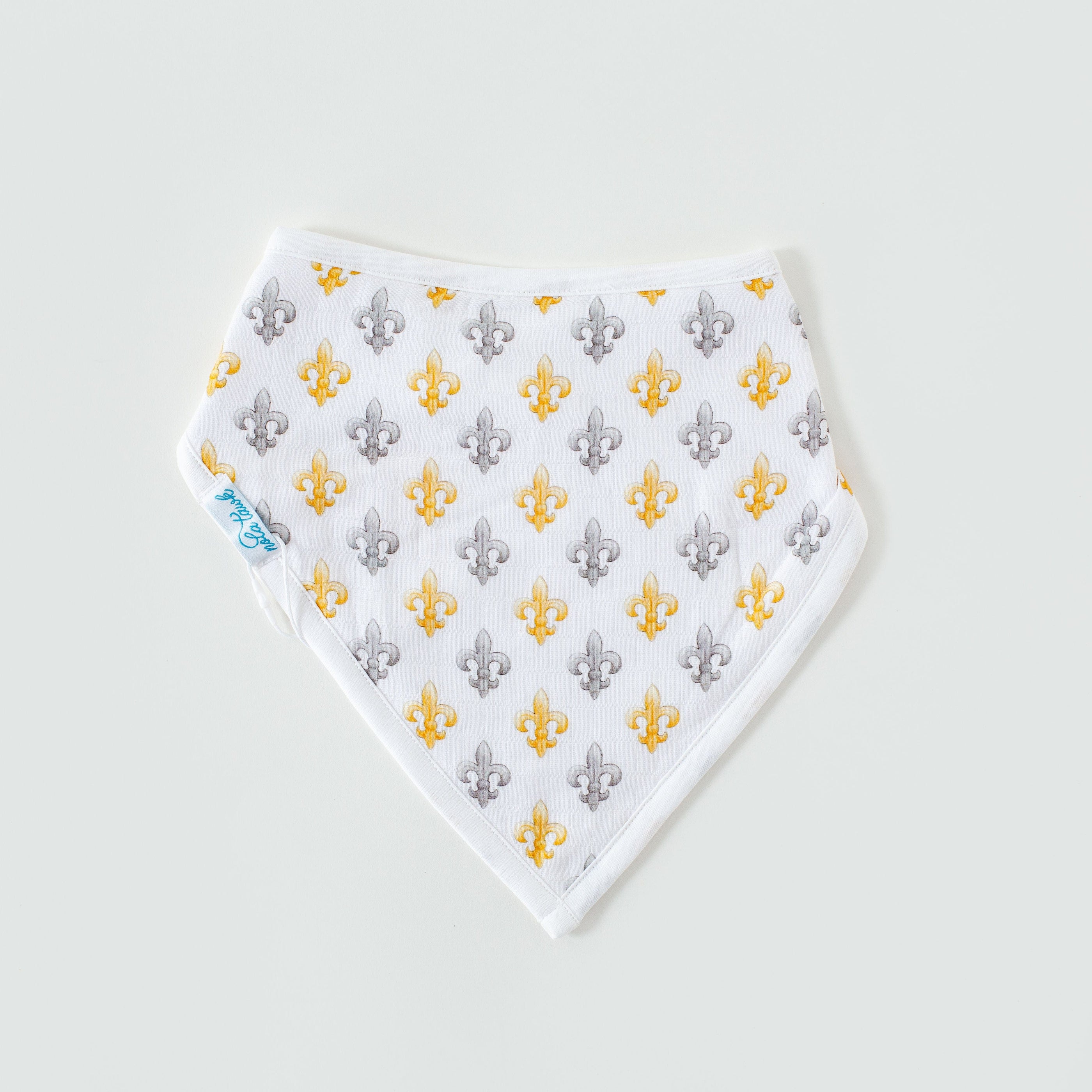 Black and Gold Fleur de Lis Organic Muslin Bib