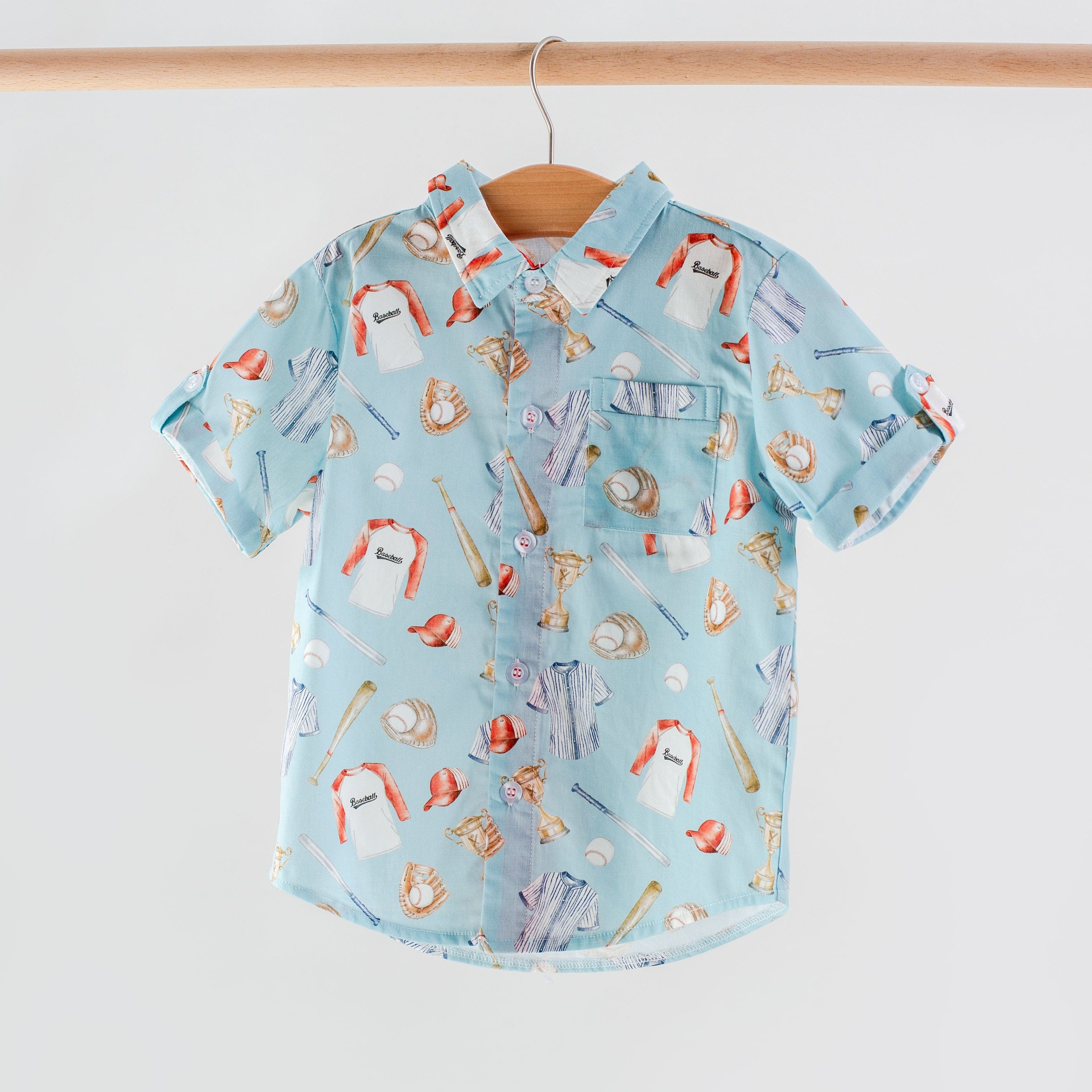 Let's Play Ball Short Sleeve Collared Shirt