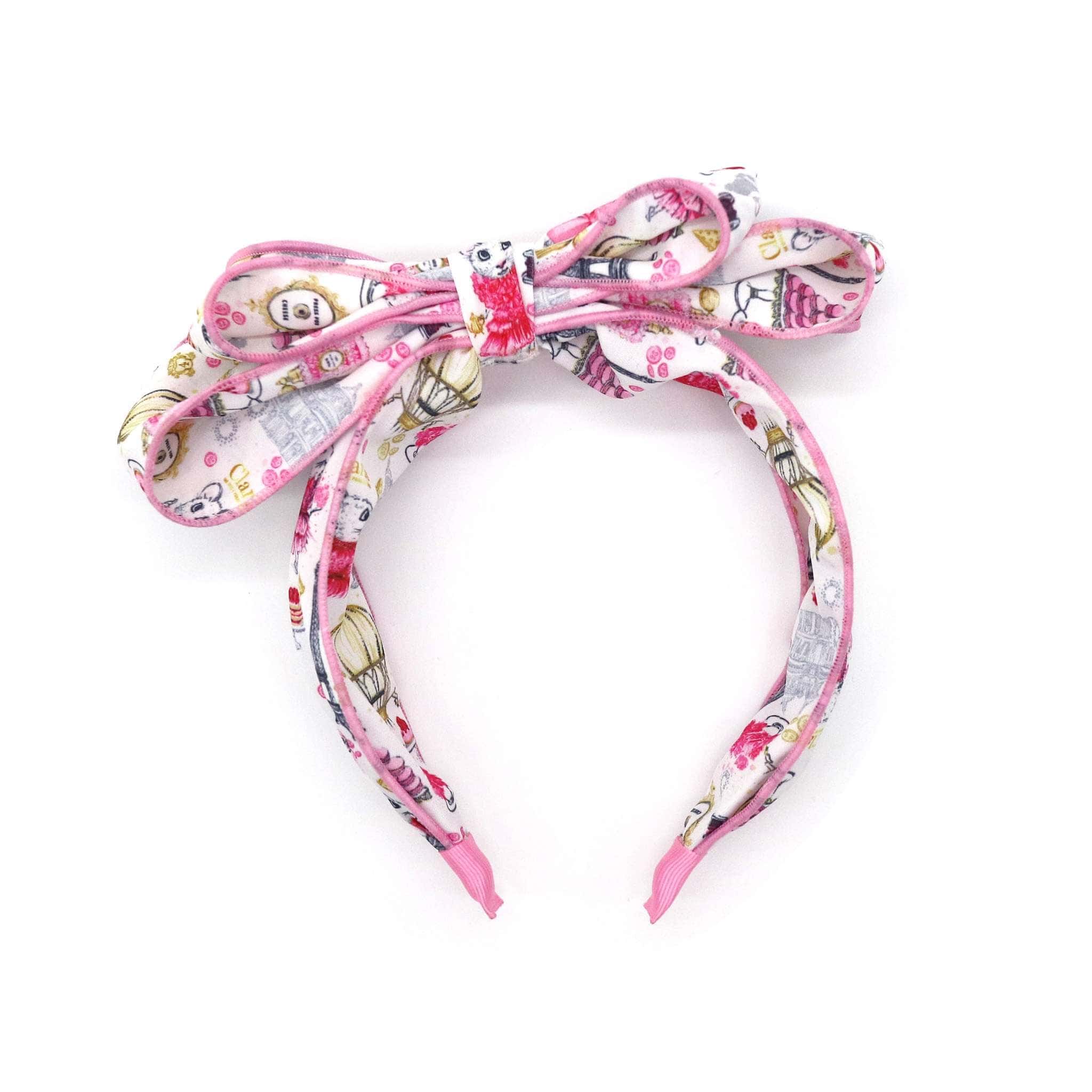 Pink Poppy Claris Fashion Print Headband with Bow - Little Miss Muffin Children & Home
